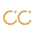 Twisted Rope Open C Hoop Earrings In Gold Or Steel view 5
