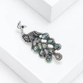 Silver Tone Peacock Brooch with Abalone Shell Inlays view 2