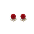 White Pearl Look Round Floral Fringe Stud Earrings view 5