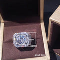 Round Clear Center Square-Frame Wide Signet Ring In Silver Tone view 5