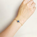 Gold Tone Adjustable Evil Eye Box Chain Slider Bracelet view 2