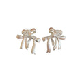 Crystal Bow Stud Earrings in Two Colors With Silver-Tone Settings view 5