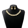 Gold Tone Gemstone Collar Necklace Matching Drop Earring Set view 8