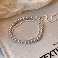 Pink Pearl Pave Crystal Double Strand Adjustable Bracelet view 4