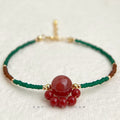 Green Cord Red Agate Cat Paw Focal Bracelet Adjustable view 6