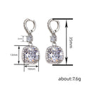 Silver Tone Cushion Crystal Halo Huggie Drop Earrings view 4