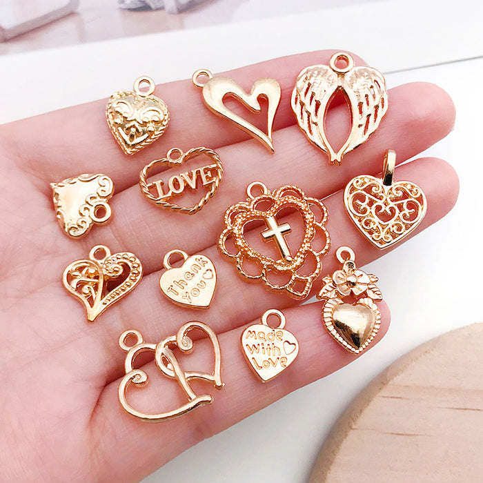 Yellow Heart and Letter Metal Charms with 26 Listed Options