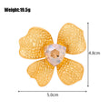 Gold Tone Purple Flower Crystal Two Designs Metal Brooch Pin view 2