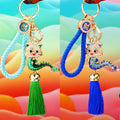 Jeweled Baby Dragon Tassel Keychains with Five Fortune Loop Combinations view 1