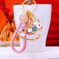 Crystal Gem Rocking Horse Keychains with Six Fortune Cord Options view 7