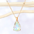 Gold Tone Faceted Teardrop Crystal Pendant Necklaces in Five Colors view 4