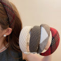 Padded Wool Tweed Headband Beige Red Plaid Brown 4 Styles view 2