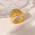 Bubble Circle Rhinestone Dome Ring Gold And Steel Tone view 2