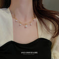Gold Multi Strand Scalloped Chain White Pearl Drop Necklace view 3