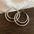 Triple Layer Hoop Earrings in Gold and Silver Tone view 7