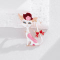Pink White Cat Enamel Metal Brooch Pin for Jackets and Lapels view 5