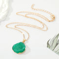 Gold Tone Irregular Druzy Style Resin Pendant Necklaces in Four Colors view 2
