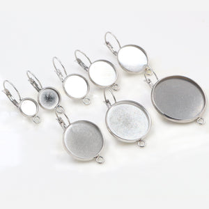 Round French Leverback Earring Settings in Eight Sizes