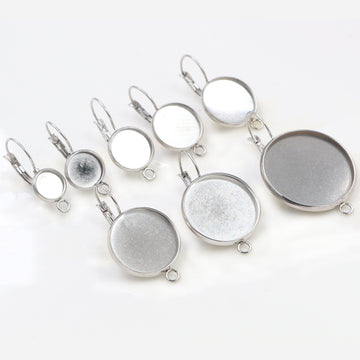 Round French Leverback Earring Settings in Eight Sizes