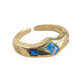 Gold Open Adjustable CZ Rings Blue And Multicolor Purple view 5