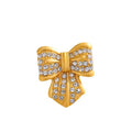 Gold Tone Ribbon Bow Crystal Metal Brooch Pin for Jackets and Lapels view 5