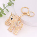 Gold Filigree Crown Elephant Keychain Rhinestone Bag Charm view 1