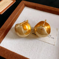 Rounded Basket Shape Metal Clip On Earrings in Two Finishes view 7