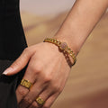Hinge Bangle Curb Chain Oval Zircon Disc Gold Silver Steel view 3