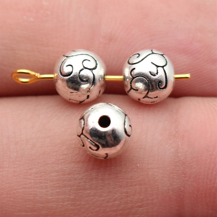 Vine Swirl Pattern Round Spacer Bead Metal Jewelry Making Component