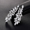Silver Tone Crystal Leaf Sweep Tassel Crystal Metal Dangle Earrings view 4