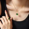 Gold Green Crystal Stud Earrings Geometric Metal Frames view 4