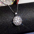 Silver-Tone Round Cubic Zirconia Cluster Pendant on a Box Chain view 1