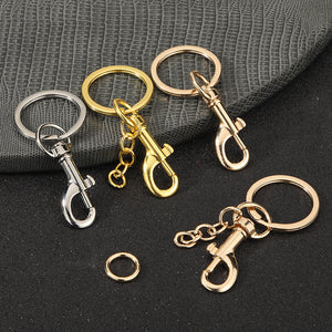 Alloy Split Key Ring with Trigger Clasp and Chain Hardware Findings