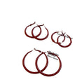 Large Red Hoop Earrings with Smooth Rounded Finish view 5