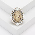 Cameo Pearl Oval Brooch Silver Gold Lilac Grey or Beige Pin view 3