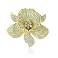 Pavé Crystal Flower Brooch in Gold and Silver Tones view 5