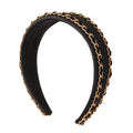 Padded Fabric Headband Gold Chain Black Ribbon 2 Colors view 5