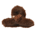 Brown Furry Leopard Heart Crystal Accent Hair Claw Clip view 5