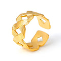 Gold Titanium Steel Lattice Open Adjustable Textured Band Ring view 5