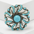 Spiral Statement Brooch in Turquoise Blue and Red Decorative Lapel Accessory view 6