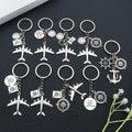 Nine-Style Antique Silver Airplane Globe Passport Travel Keychain Collection view 1