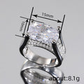 Oversized Oval Clear Solitaire High-Set Ring In Silver Tone view 4