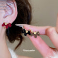 Velvet Horse Stud Earrings in Three Deep Colors With Polished Metal Details view 2