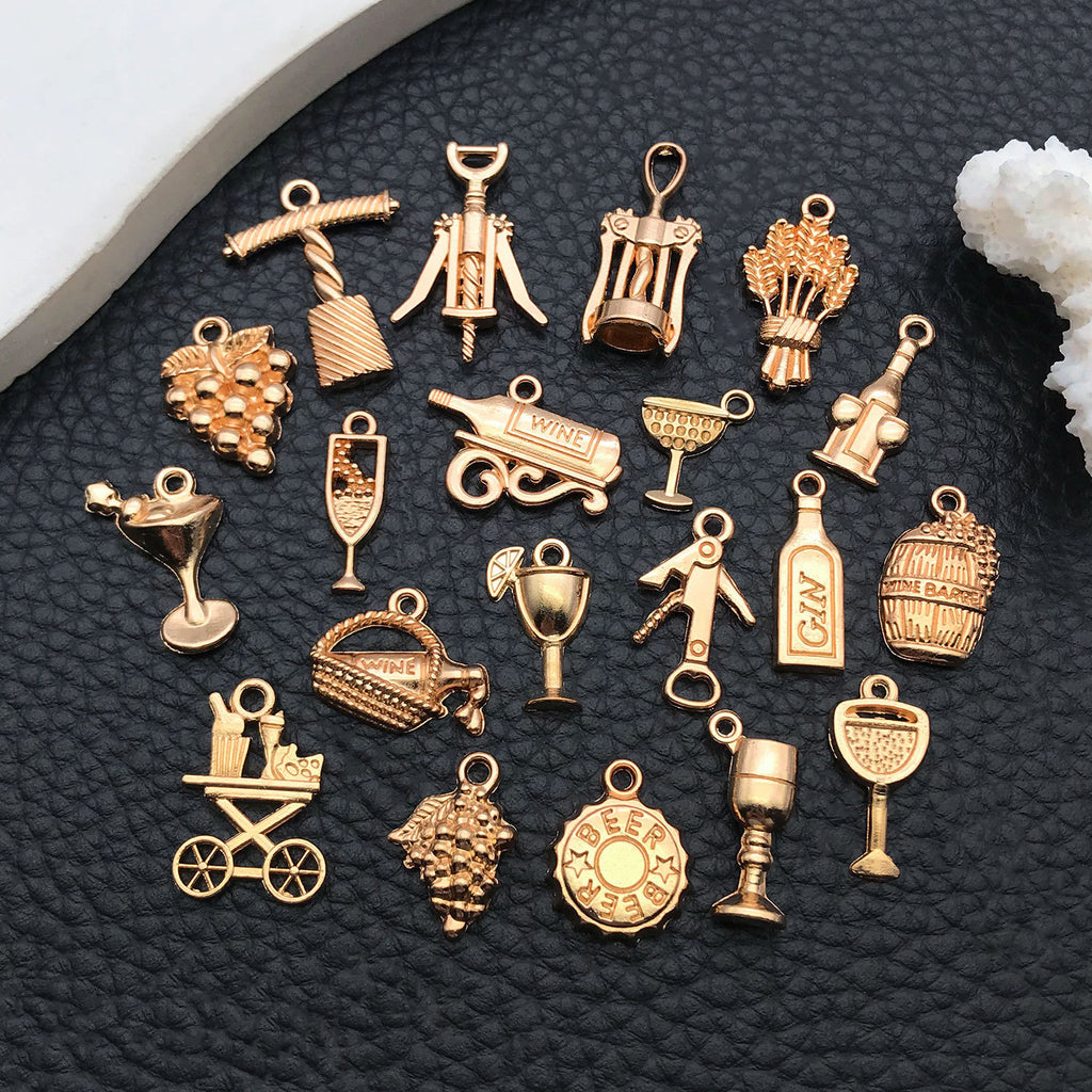 Vintage Zinc Alloy Red Wine Grape Charm Pendant for DIY Bracelet Necklace Keychain