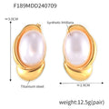 Oval Pearl Twist Frame Stud Earrings Gold Steel Metal Finish view 6