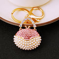 Round Pearl Handbag Keychains with Fortune Braided and Plain Loop Options view 9