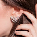 Silver Cascading Cluster Ear Climber Stud Earrings view 3