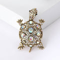 Rhinestone Turtle Brooch in Green Blue Silver Gold view 3