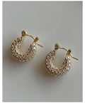 Crystal Pave Rounded Hoop Earrings in Three Sizes and Tones view 6