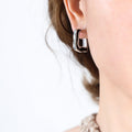 Gold Steel Black Enamel Irregular C Shape Geometric Earrings view 6